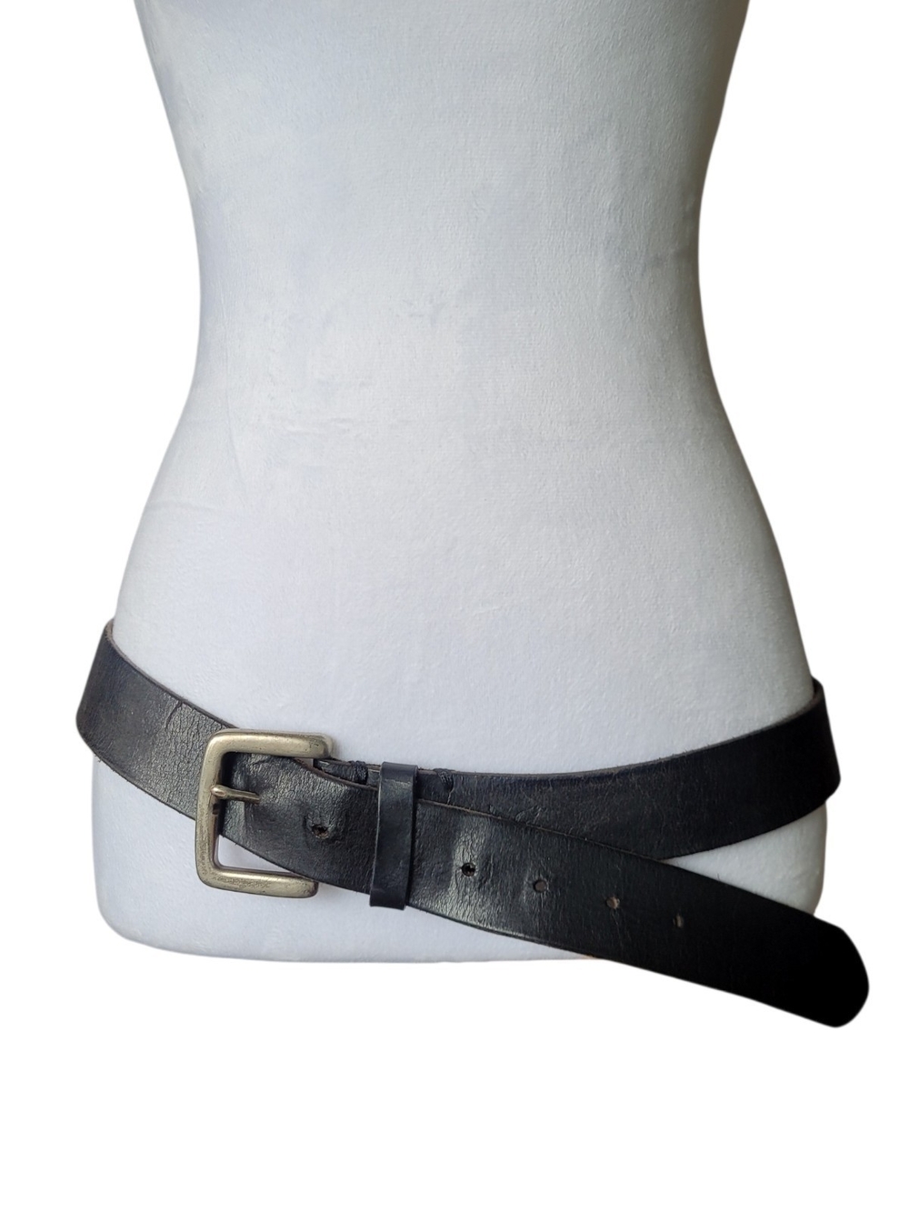 Vintage American Eagle Thick Black Leather Belt Y2K Heavy Duty